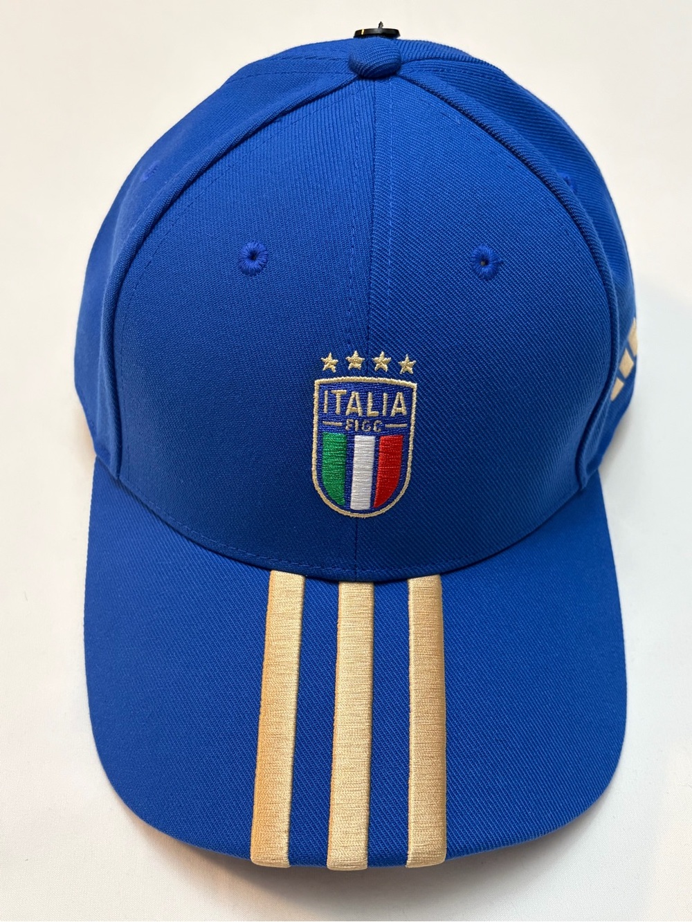 Adidas Italy FIGC Soccer Hat Blue Gold Adjustable Cap KD7703 NWT
